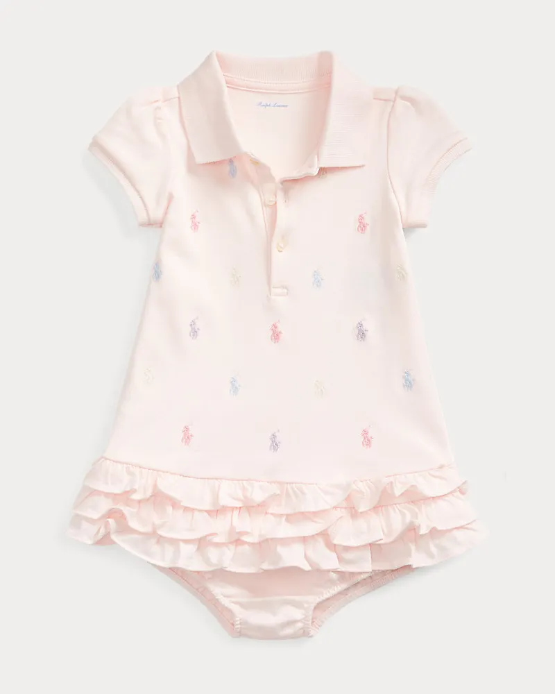 Ralph Lauren Gerüschtes Polokleid und Höschen Pink