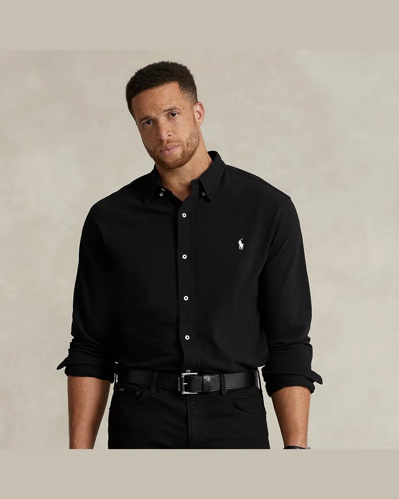 Ralph Lauren Große Größen - Featherweight Piqué-Hemd Black