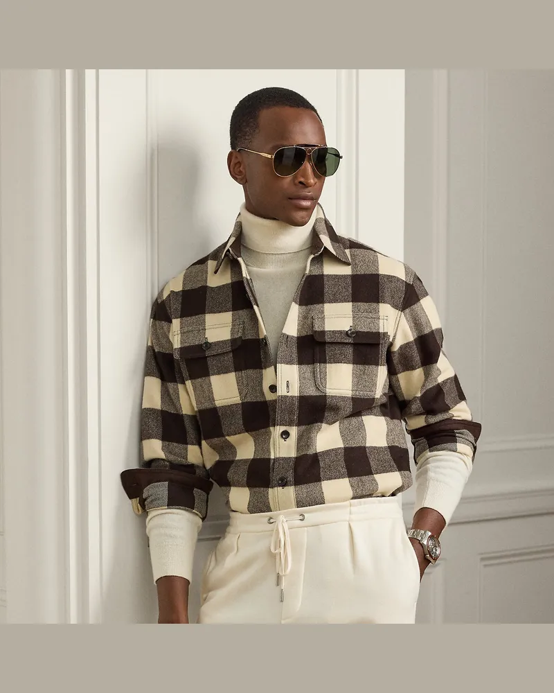 Ralph Lauren Wollhemd mit Buffalo-Karo Brown