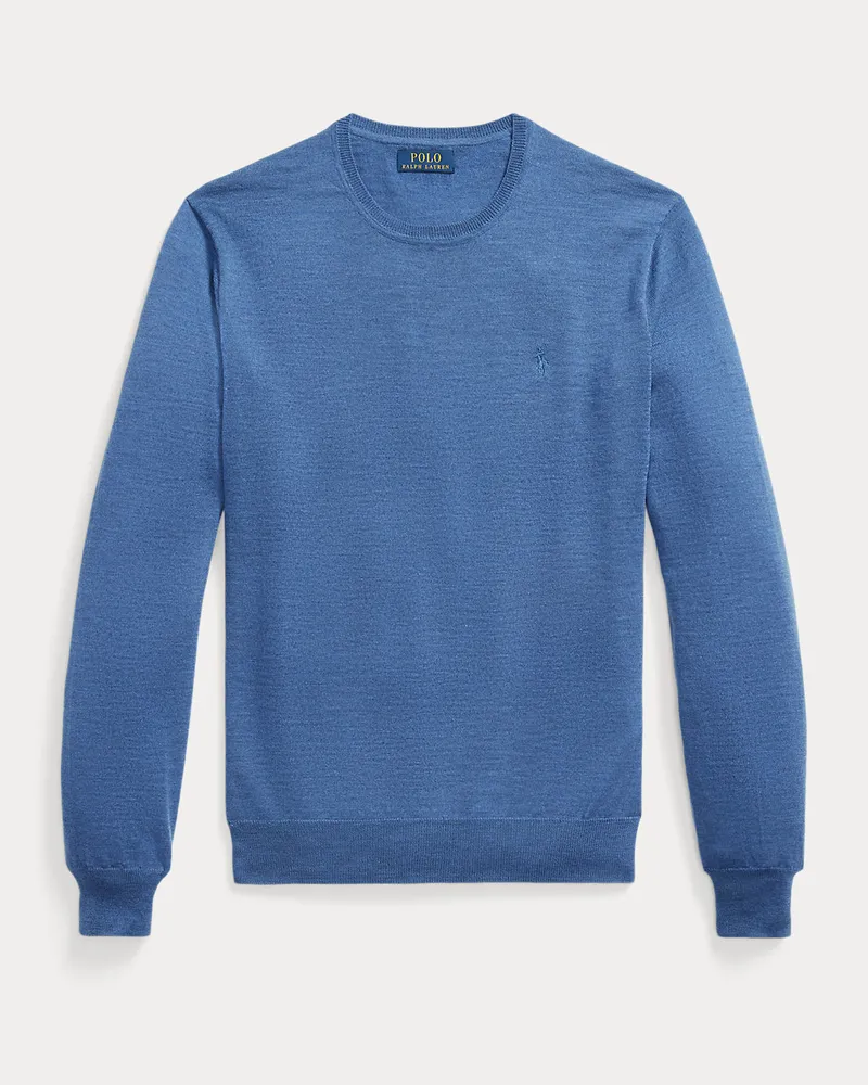 Ralph Lauren Waschbarer Rundhalspullover aus Wolle Blue