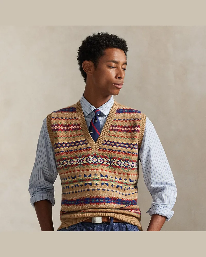 Ralph Lauren Wollpullunder mit Fair-Isle-Muster Tan