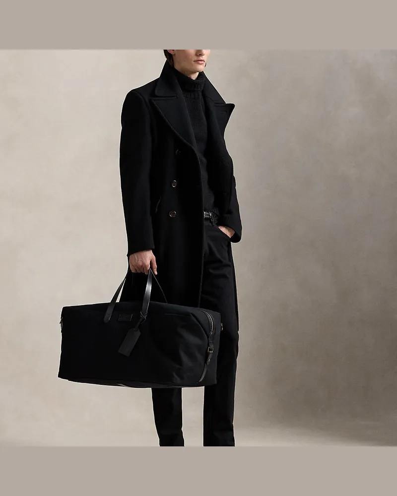Ralph Lauren Segeltuch-Reisetasche mit Lederbesatz Black