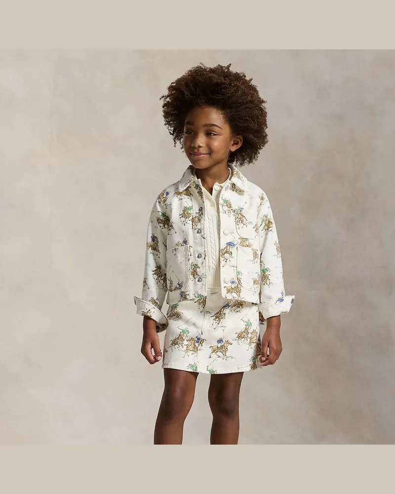 Ralph Lauren Baumwolldenim-Rock mit Reiter-Druck White