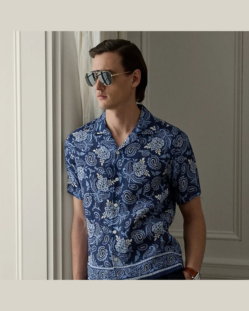 Ralph Lauren Leinen-Freizeithemd mit Paisley-Druck Blue