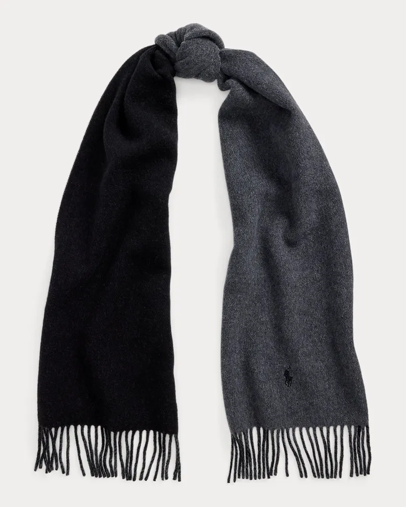 Ralph Lauren Wollschal mit Fransenbesatz Black