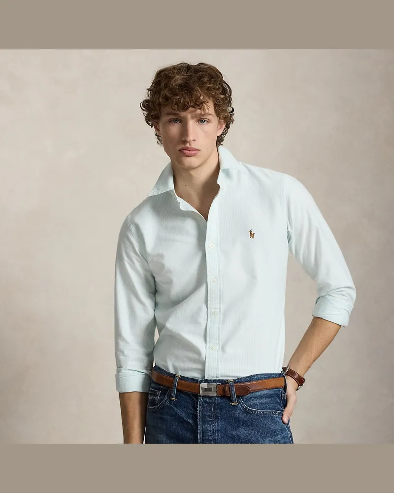 Ralph Lauren Gestreiftes Custom-Fit Oxfordhemd Blue