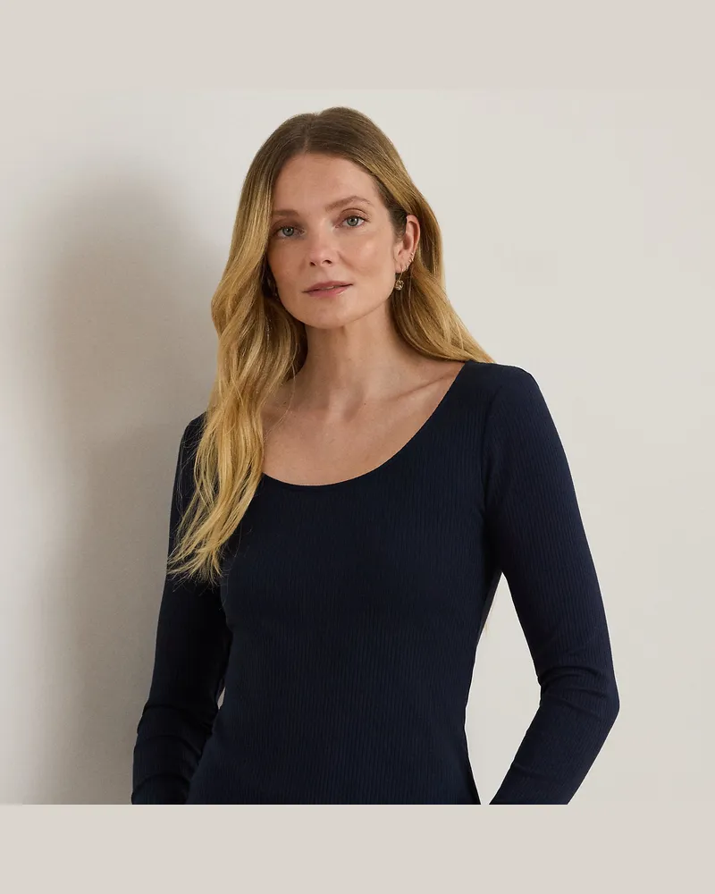 Ralph Lauren Langärmliges T-Shirt in Rippenstrick Blue
