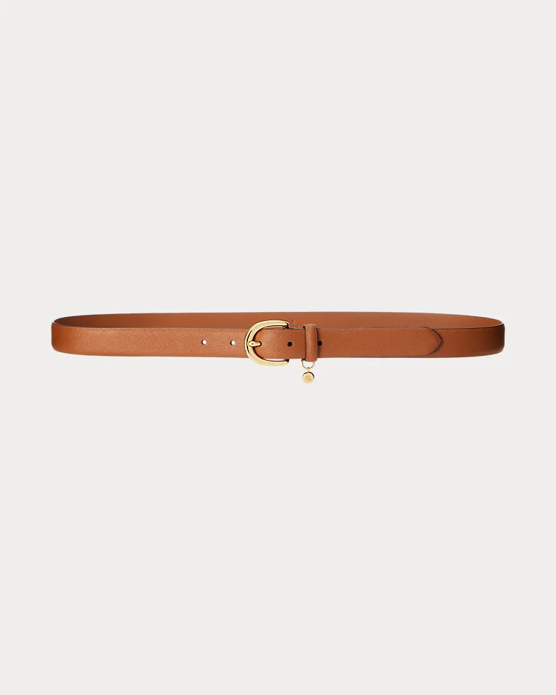 Ralph Lauren Gürtel aus Schraffurleder mit Anhänger Tan