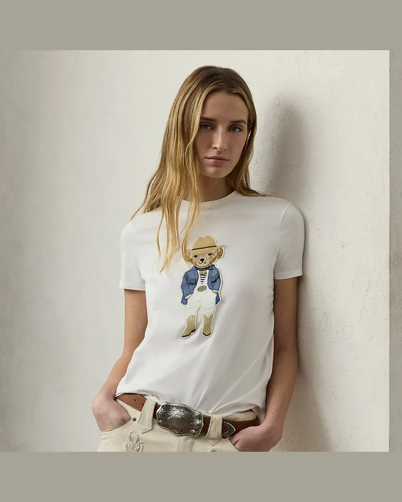 Ralph Lauren T-Shirt mit Hamptons Spring Polo Bear Cream