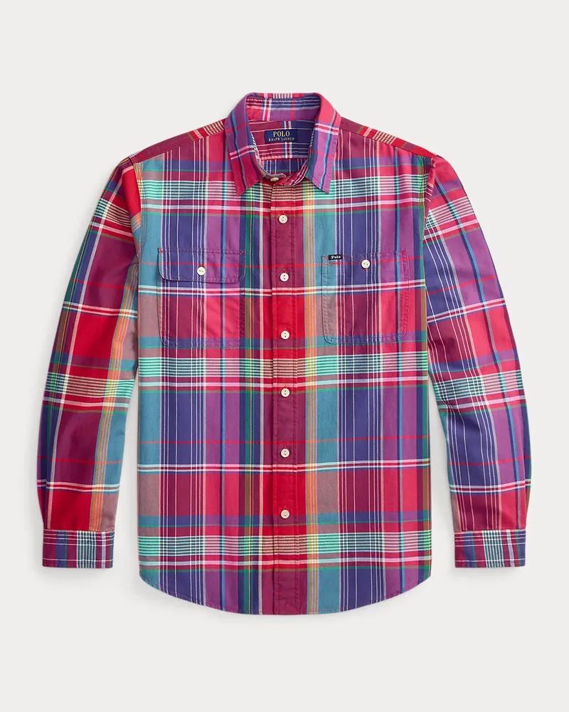 Ralph Lauren Kariertes Classic-Fit Oxford-Arbeitshemd Red