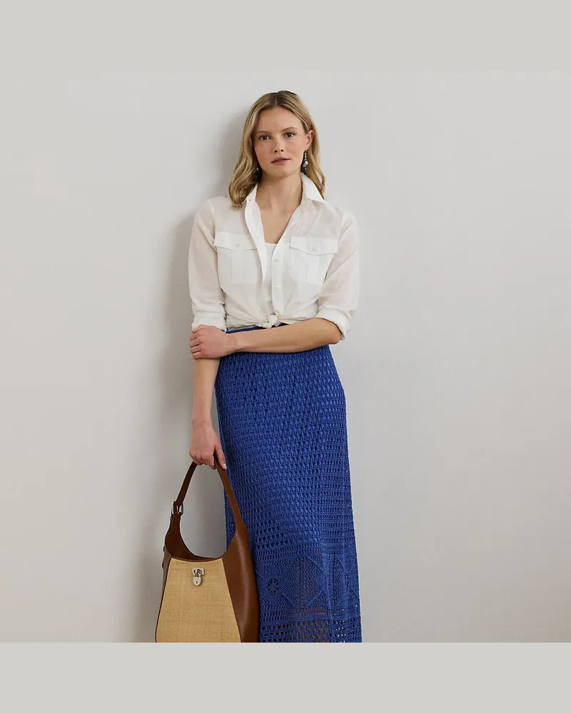 Ralph Lauren Strickrock mit Lochmuster Blue