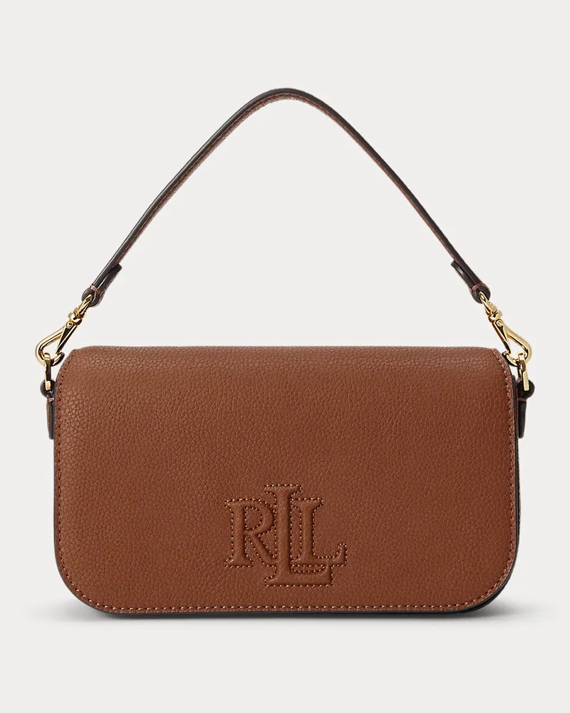 Ralph Lauren Kleine Narbenleder-Schultertasche Adley Brown