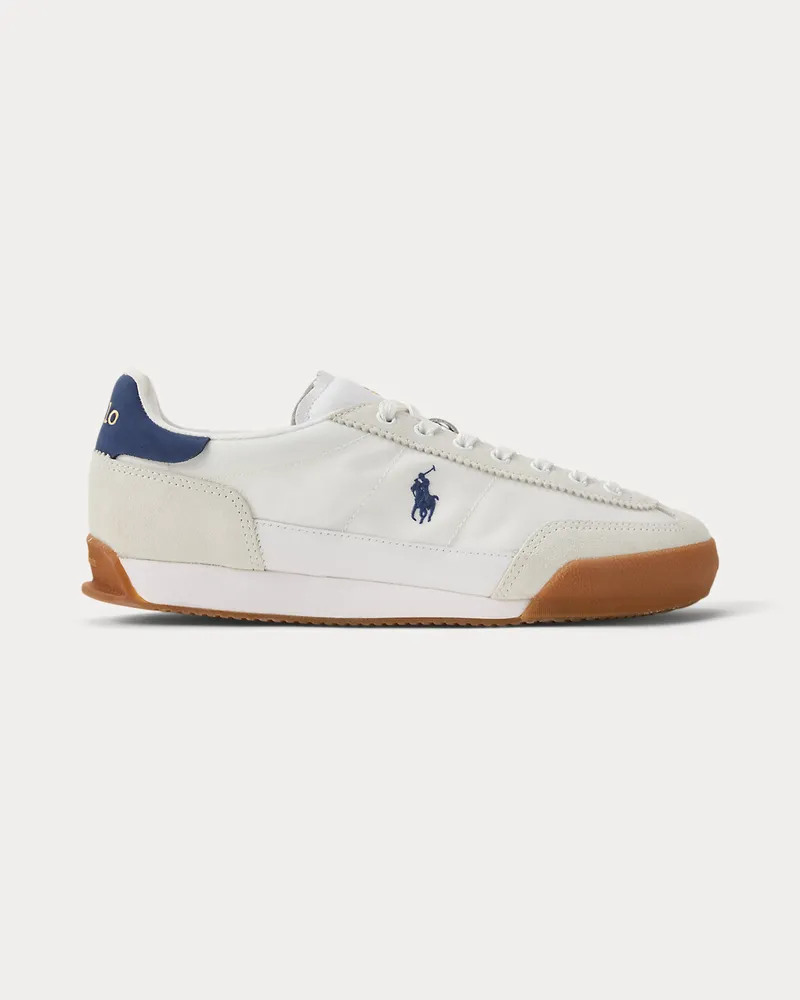Ralph Lauren Niedriger Leder-Wildleder-Sneaker White