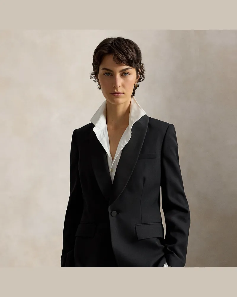 Ralph Lauren Einreihige Smokingjacke aus Wolle Black
