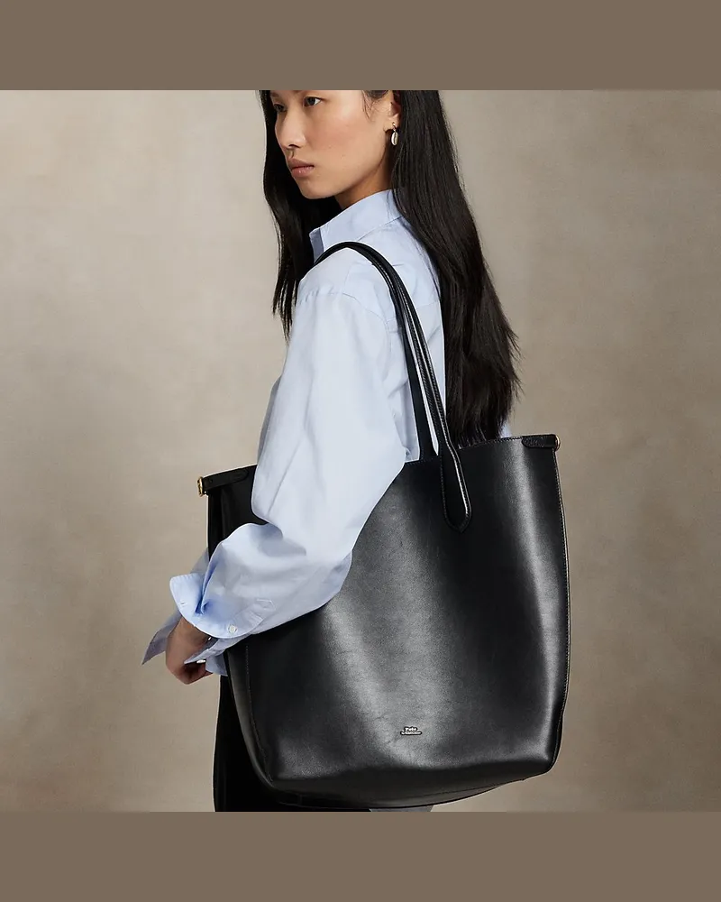 Ralph Lauren Vertikale Tragetasche Bellport aus Leder Black