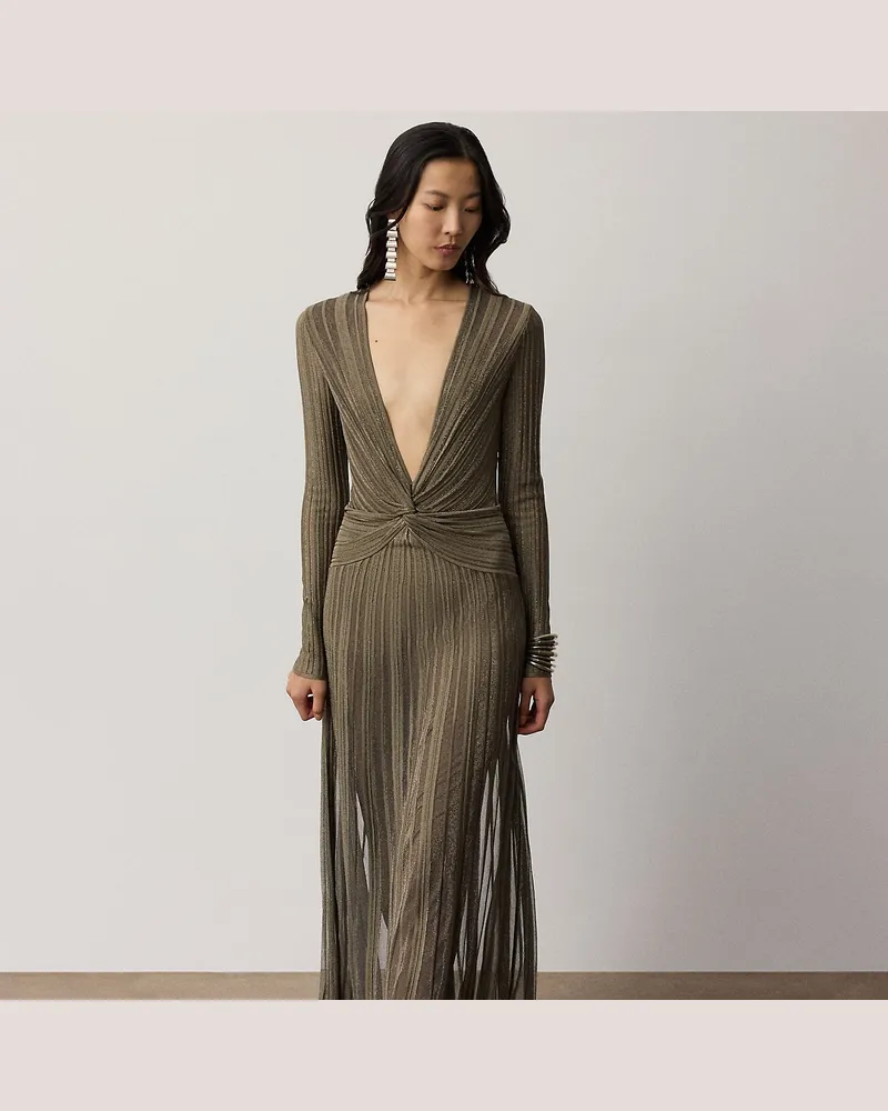 Ralph Lauren Metallic-Abendkleid Dabney mit Falten Gold