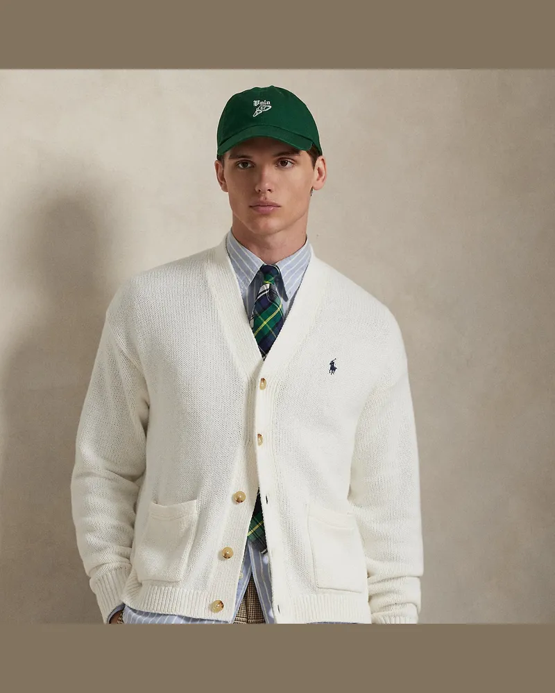 Ralph Lauren Relaxed-Fit-Strickjacke aus Baumwolle White