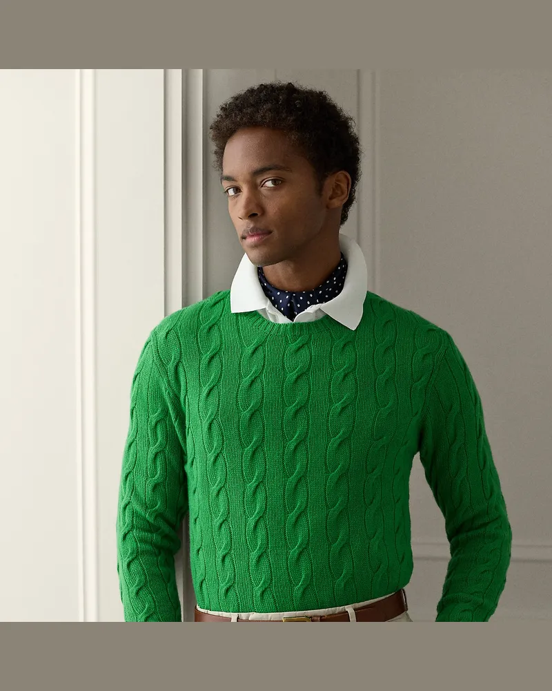 Ralph Lauren Kaschmirpullover mit Zopfmuster Green