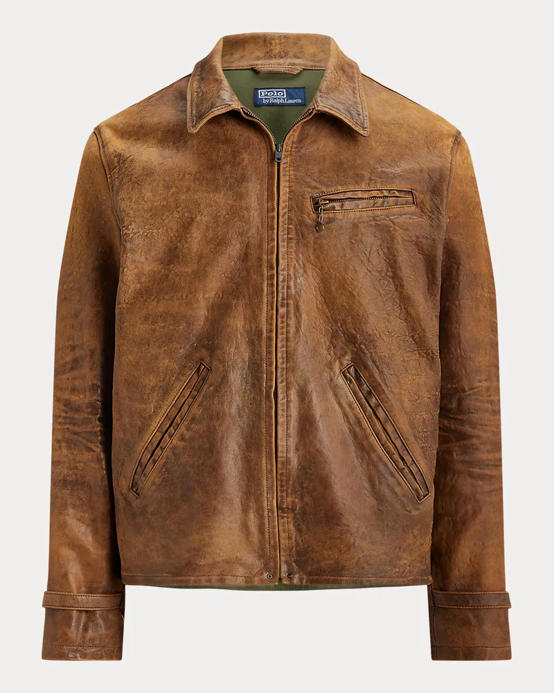 Ralph Lauren Zeitungsjungenjacke aus Leder Brown