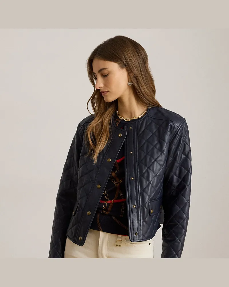 Ralph Lauren Gesteppte Kurzjacke aus Lammleder Blue