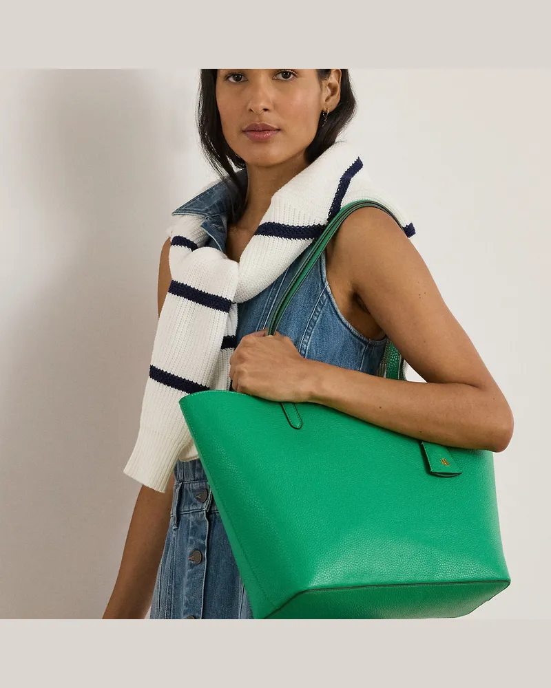 Ralph Lauren Große wendbare Kunstleder-Tragetasche Green