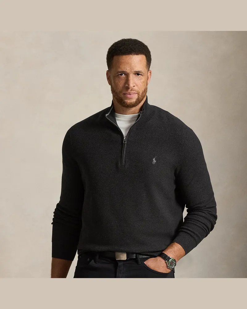 Ralph Lauren Große Größen - Pullover aus Baumwollpiqué Grey