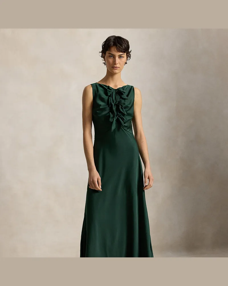 Ralph Lauren Satinkleid mit Schleifen Green
