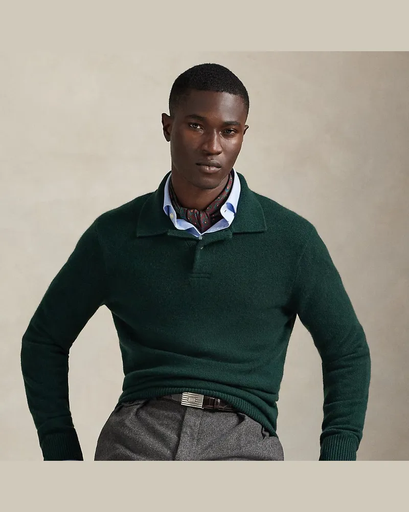 Ralph Lauren Kaschmirpullover mit Polokragen Green