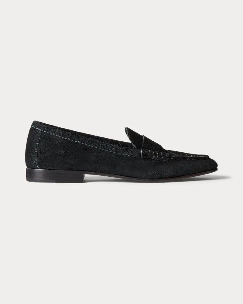 Ralph Lauren Wildleder-Pennyloafer mit geprägtem Pony Black