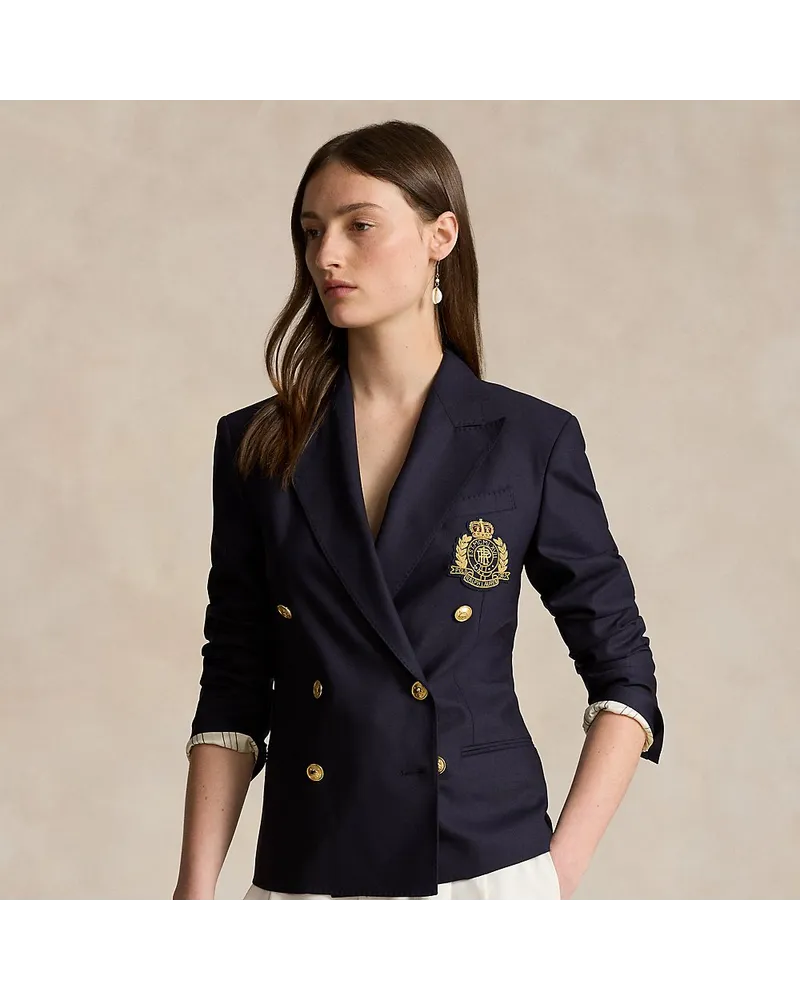 Ralph Lauren Zweireihiger Blazer mit Wappen Blue