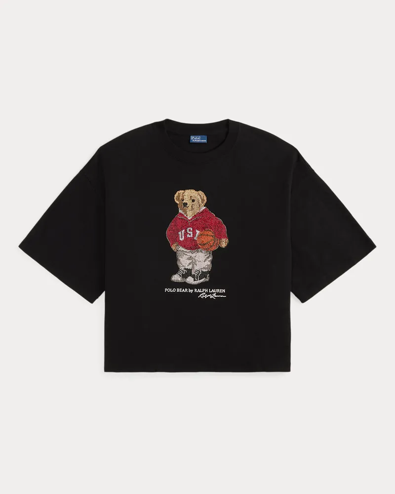 Ralph Lauren Baumwolljersey-T-Shirt mit Polo Bear Black