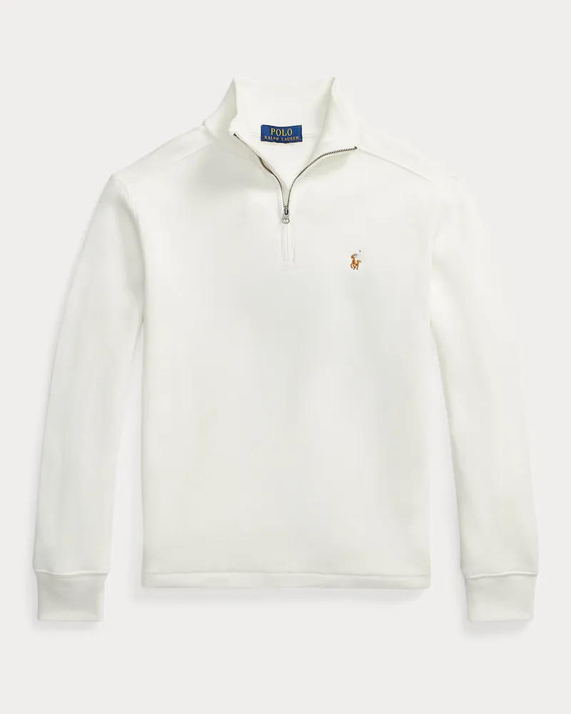 Ralph Lauren Gerippter Pullover mit Reißverschluss White