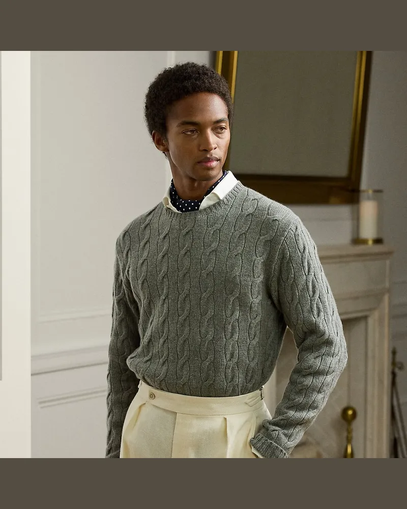 Ralph Lauren Kaschmirpullover mit Zopfmuster Grey