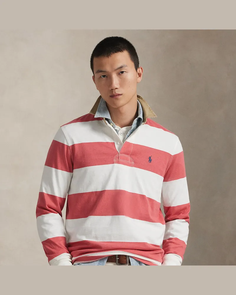 Ralph Lauren Classic-Fit Rugbyhemd mit Khaki-Kragen Red