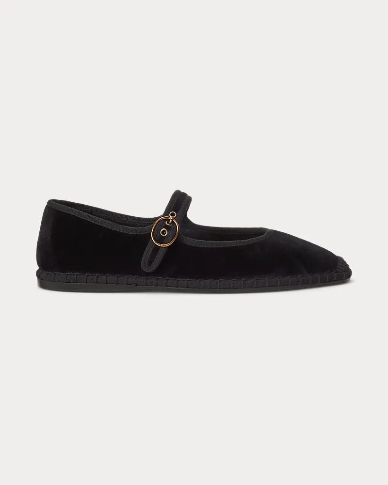 Ralph Lauren Mary Jane Espadrille aus Samt Black