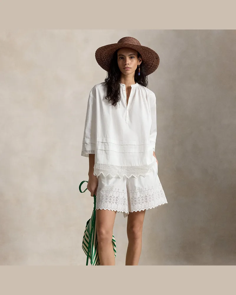 Ralph Lauren Baumwollshorts mit Lochstickerei White