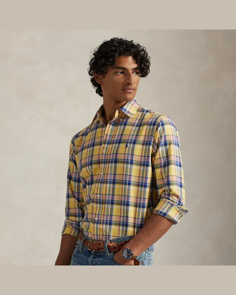 Ralph Lauren Custom-Fit Tattersall-Oxfordhemd Yellow