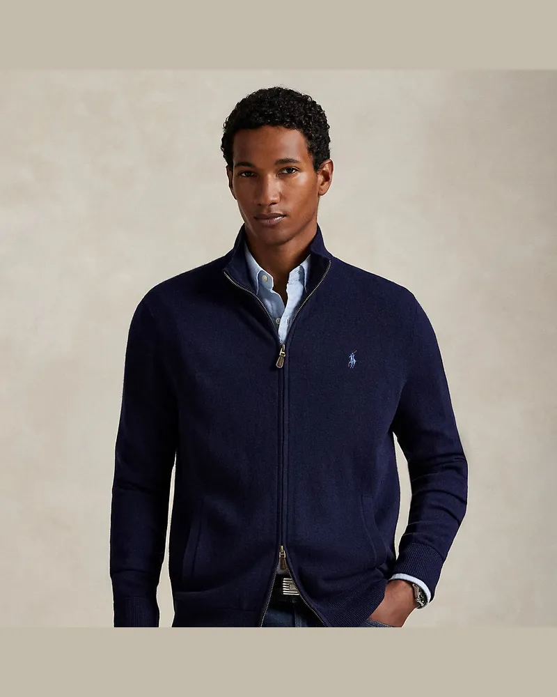 Ralph Lauren Wollpullover mit Reißverschluss Blue