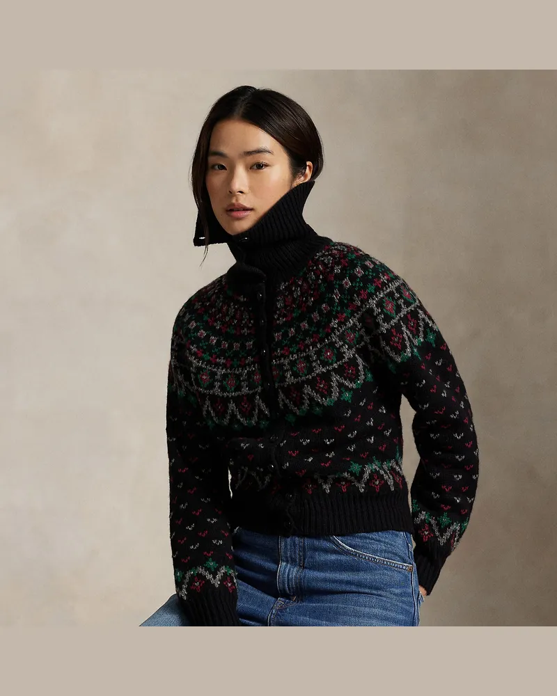 Ralph Lauren Strickjacke mit Fair-Isle-Muster Black