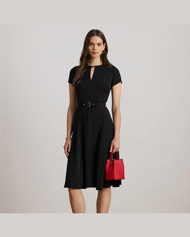 Ralph Lauren Georgettekleid mit Gürtel Black