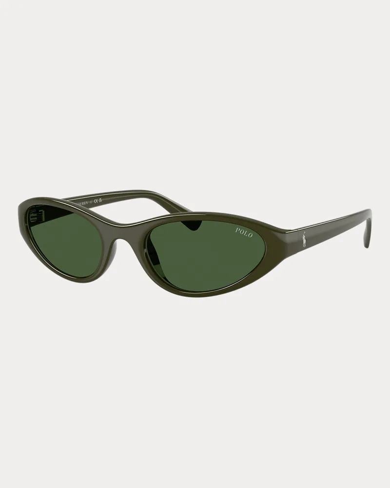 Ralph Lauren Rechteckige Sonnenbrille mit Polo Pony Green