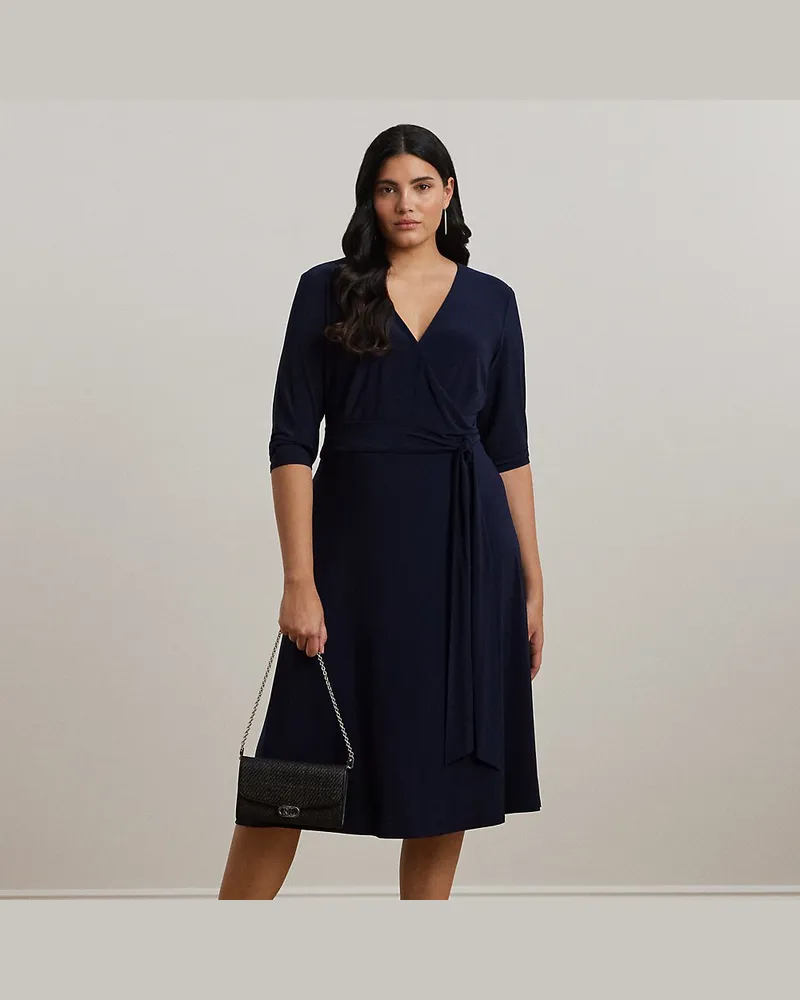 Ralph Lauren Plus Größen - Jerseykleid mit V-Ausschnitt Blue