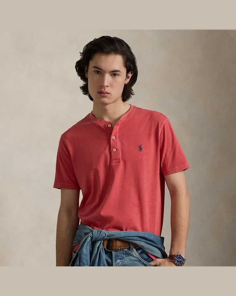 Ralph Lauren Kurzärmliges Henley aus Flammgarn-Jersey Red