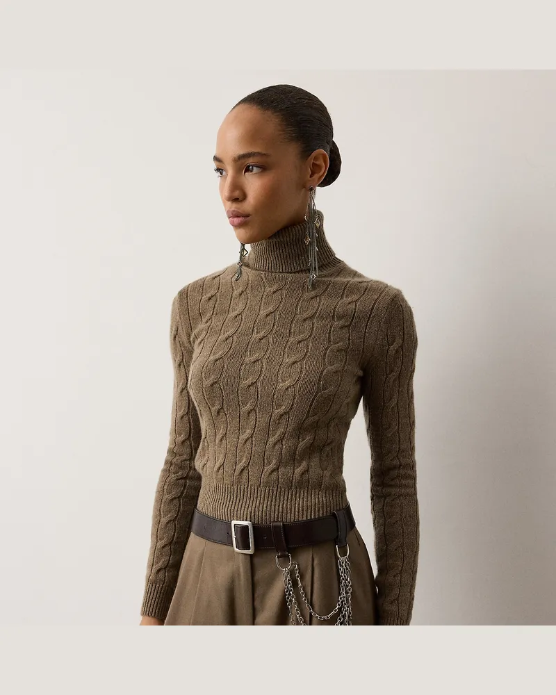 Ralph Lauren Rollkragenpullover mit Zopfmuster Tan