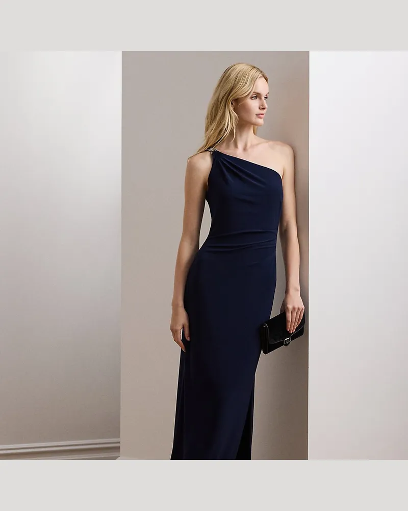 Ralph Lauren Einschultriges Kleid aus Jersey Blue