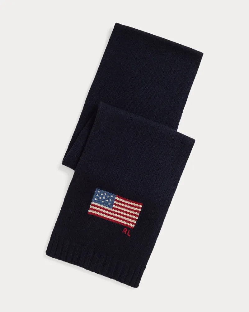 Ralph Lauren Schal aus Wollmischung mit Flagge Blue
