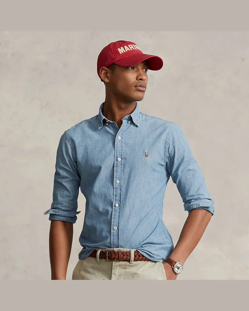 Ralph Lauren Slim-Fit Chambrayhemd Blue