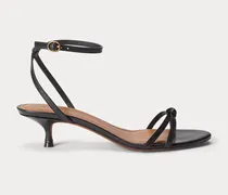 Leder-Sandale mit Kitten-Heel