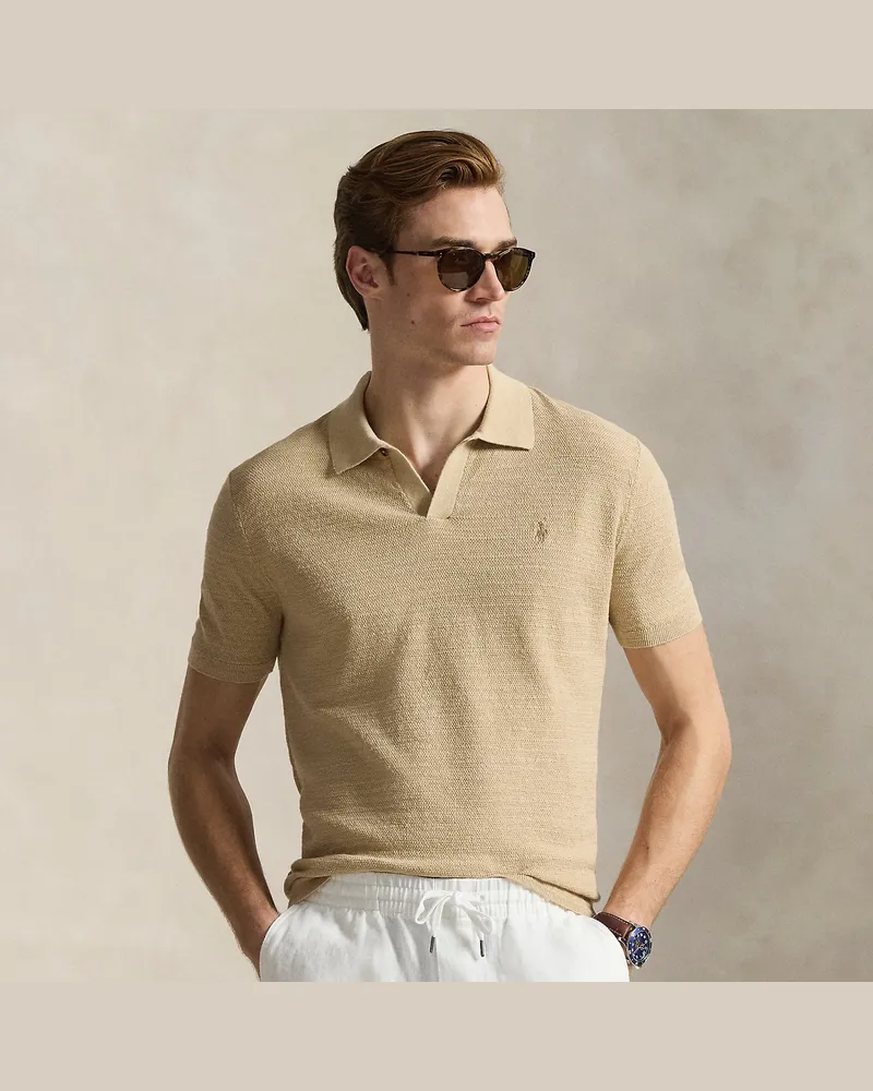 Ralph Lauren Strukturierter Baumwoll-Leinen-Pullover Tan