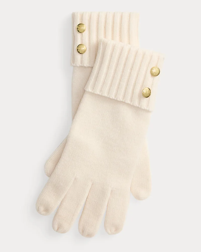 Ralph Lauren Strickhandschuhe mit Wappenknopf Cream